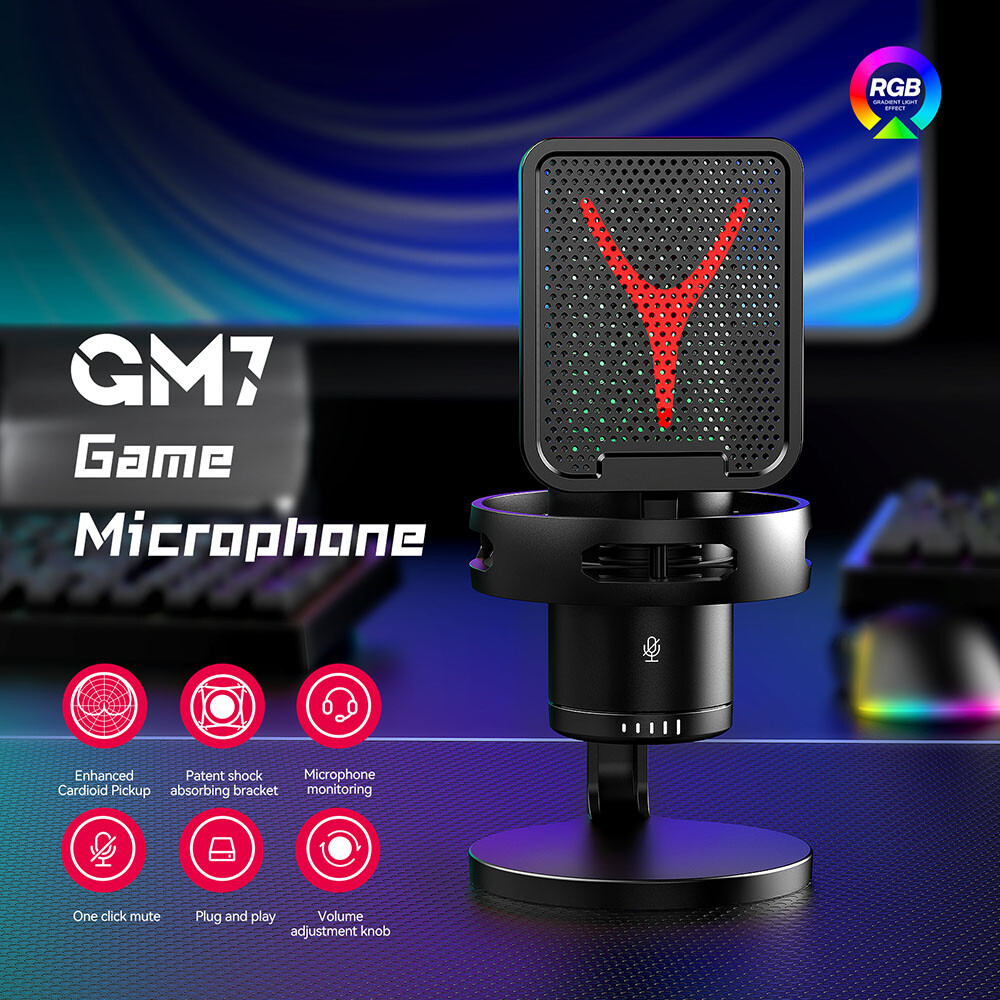 Gaming Microphone USB Computer Microphone for PC Mac PS4/5 Condenser Podcast RGB