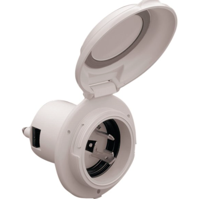 PARK POWER by MARINCO 304ELBRV 30A 125V WHITE CONTOURED POWER INLET *D2
