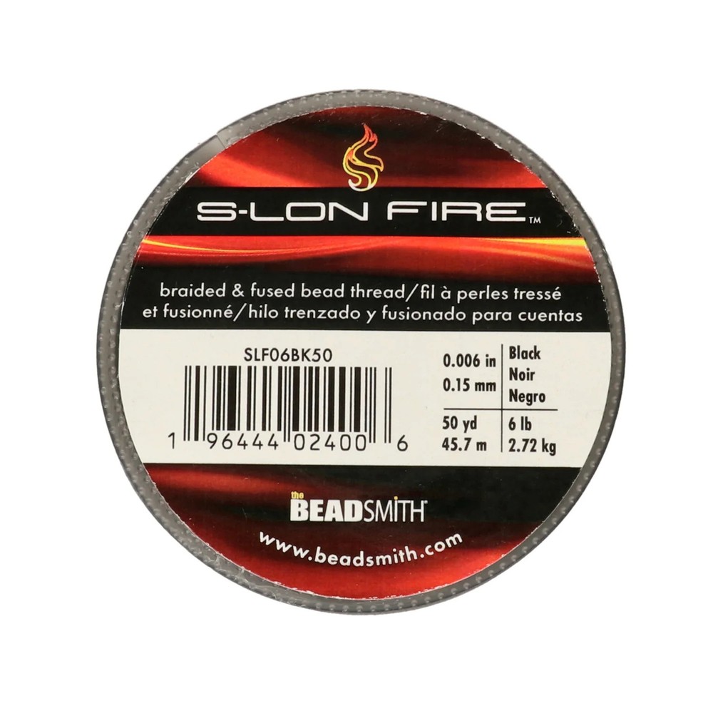 SLON FIRE Beading Thread, Black 50-Yard Spool, S-Lon Thread
