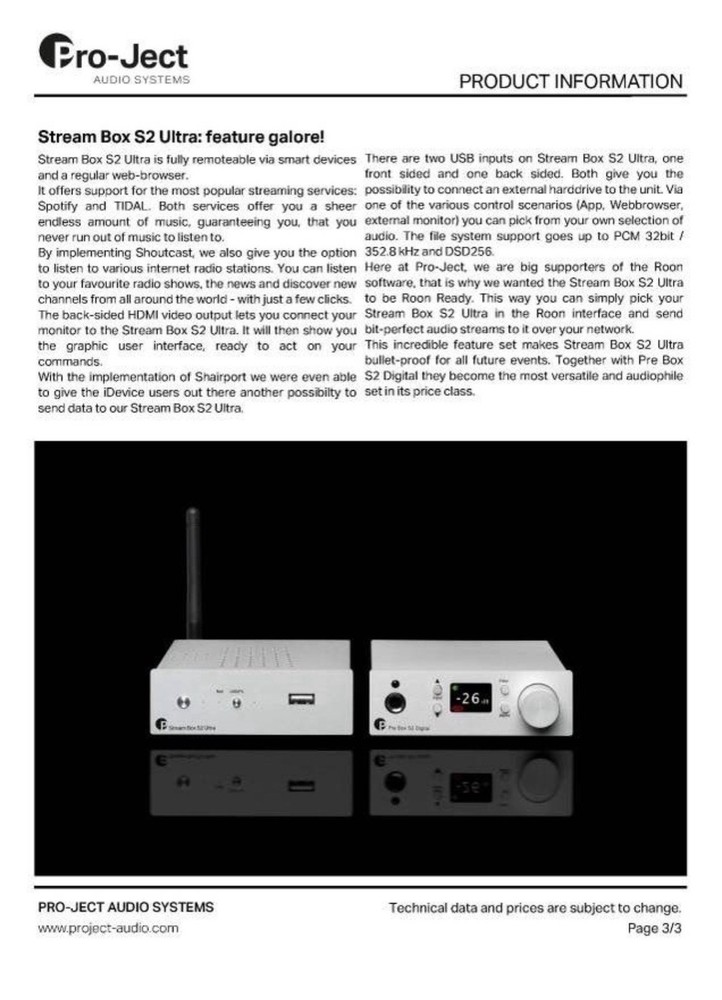 Pro-Ject Stream Box S2 Ultra Silver Mint Condition