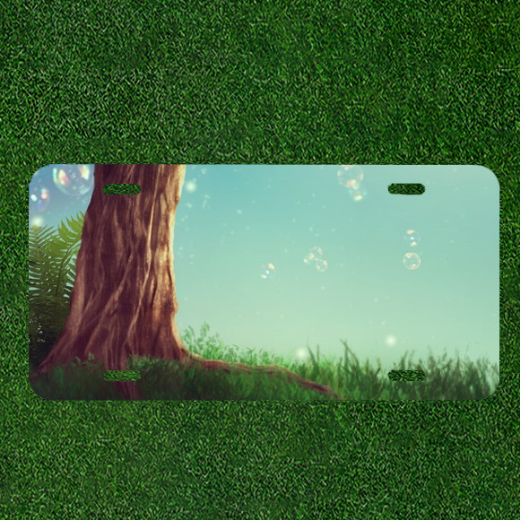 Creative License Plate Auto Tag With Tree And Bubbles Design