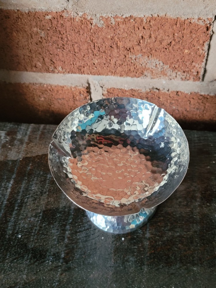 Stunning Solid Silver Bon Bon Dish Alround Hammered Finish C 1908