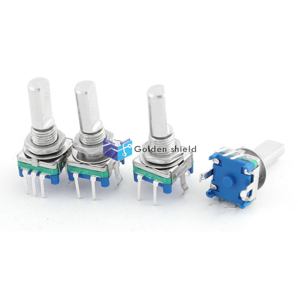 4Pcs 5 Terminals 20 Detents Points 360 Degree Rotary Encoder w Push Button