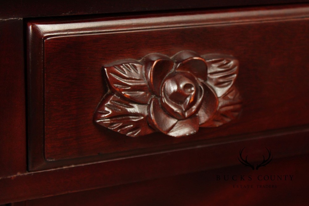 Carlton McLendon Victorian Style Solid Mahogany Carved Sideboard