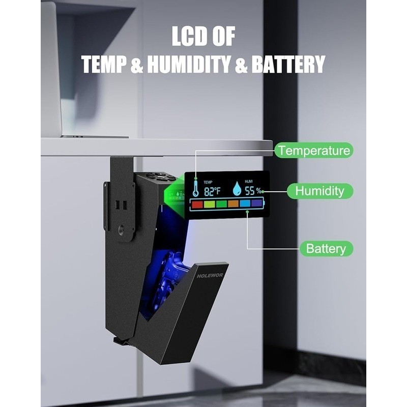 Handgun Safe W/ Fingerprint Sensor LED Light Emergency USB Security Lock Box