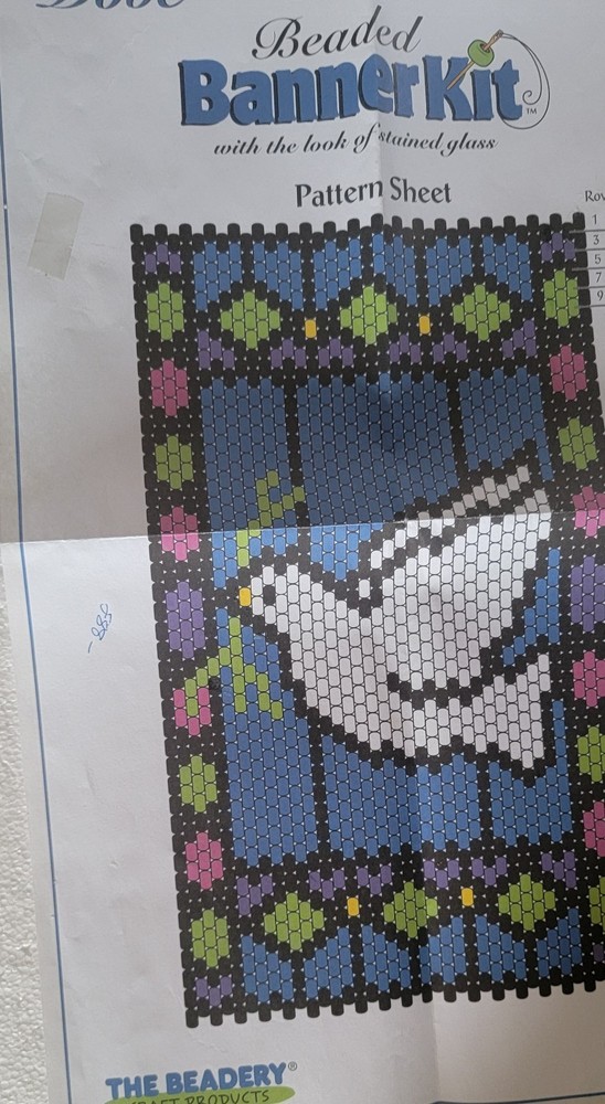 #074 PATTERN ONLY.  The Beadery’s Beaded Dove Banner Instructions.
