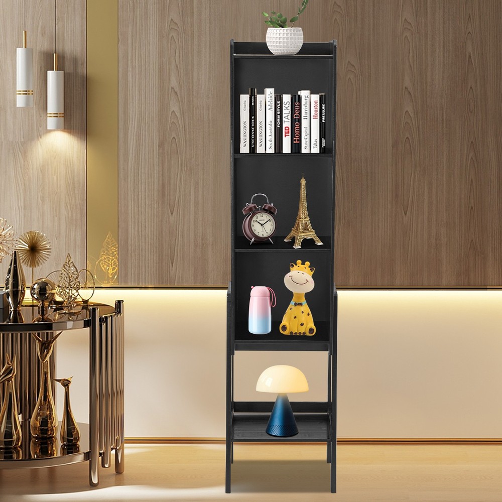 Rectangular Five-tier Modern End Table Storage Side Table Cabinet Black NEW/US
