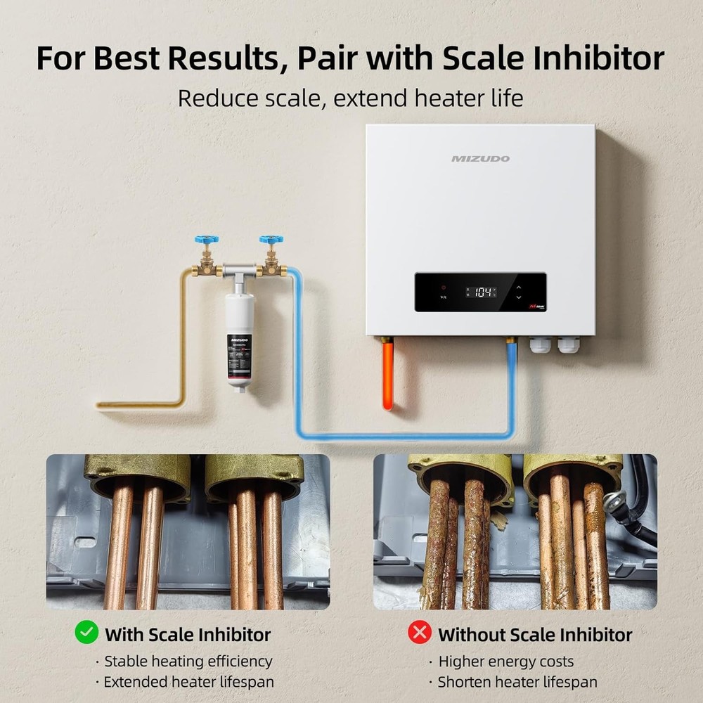 MIZUDO 36kW Tankless Water Heater Electric 240V for 5-6 Points of Use 8.7GPM