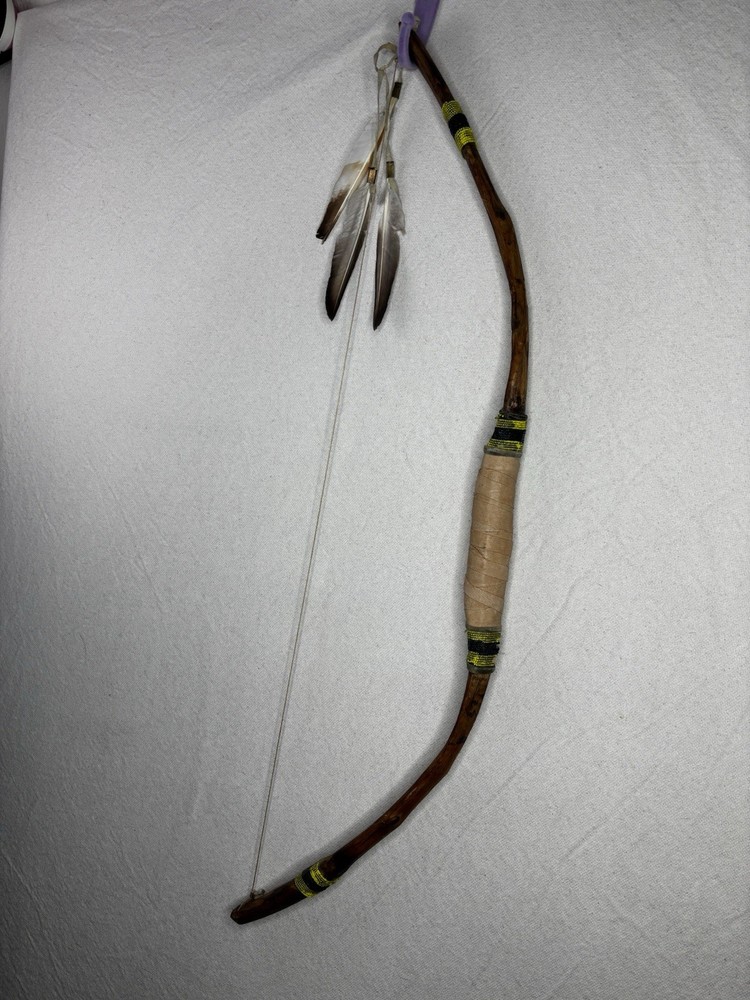 Authentic Native American Navajo Bow With Feathers