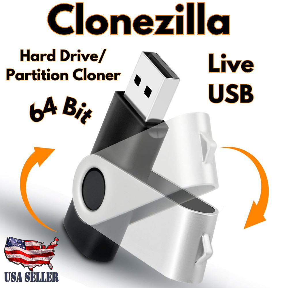Clonezilla 64 Bit Bootable Image, Restore, Backup - Windows/Linux USB Drive