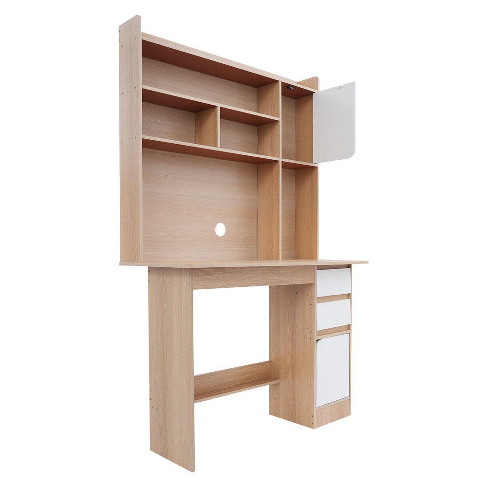100CM Modern Computer Desk with Storage Shelves & Drawers Home Office