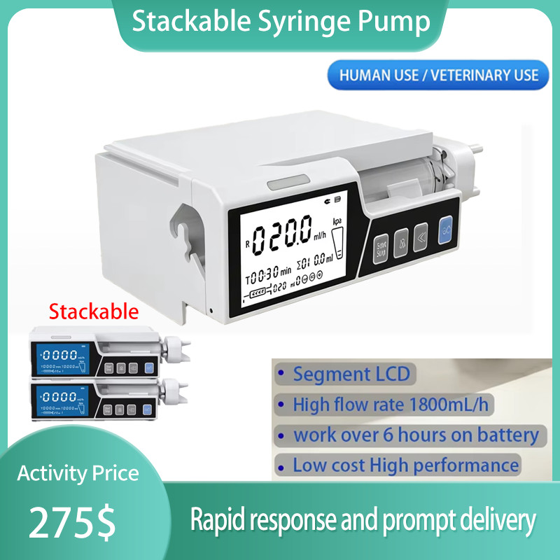 4.3 inch Screen Touch Screen Syringe pump Stackable Type Human or Veterinary Use