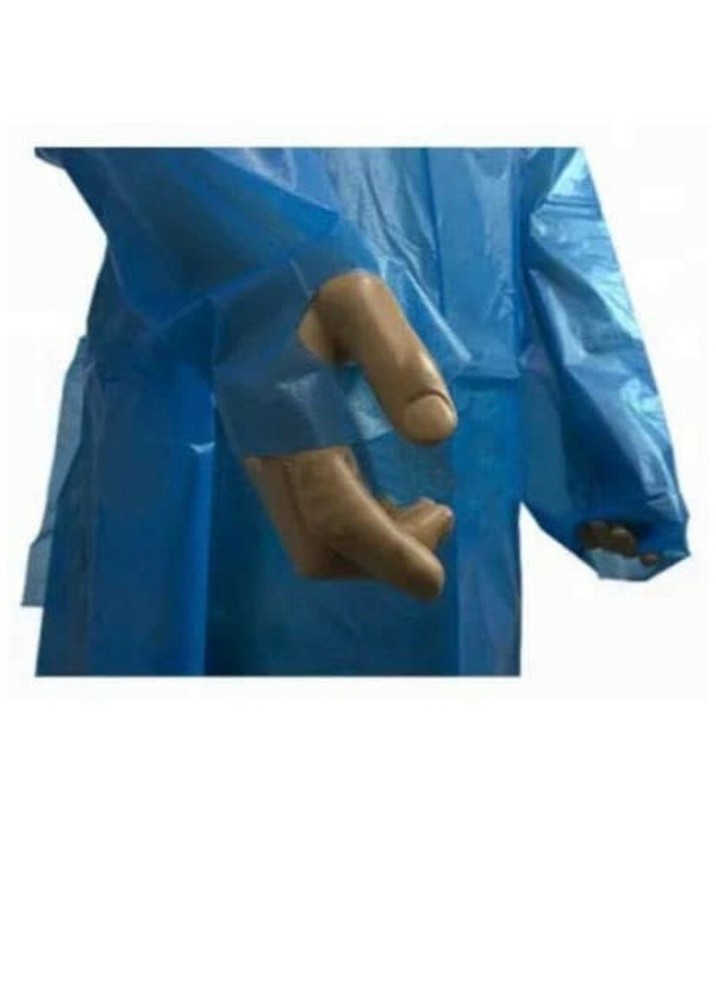 Isolation Gown Disposable Blue Poly Large 4 pcs