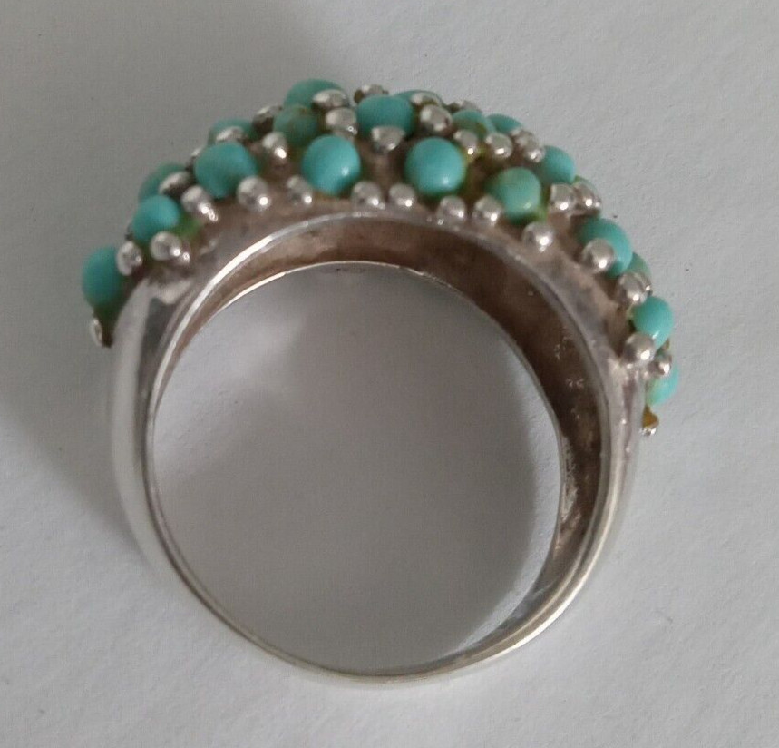 Sterling silver & Turquoise Cluster Dome ring sz. 8