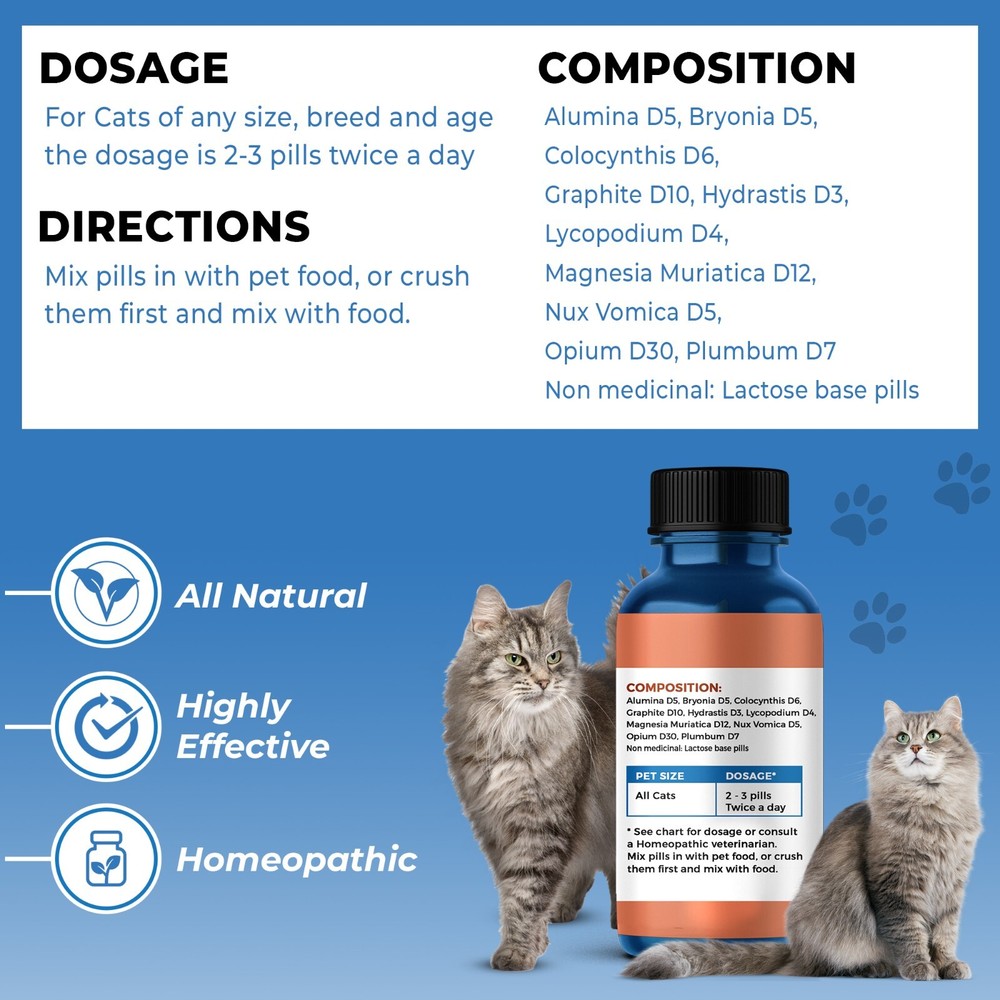 Constipation Relief for Cats: Natural Laxative, Stool Softener, Helps Digestion