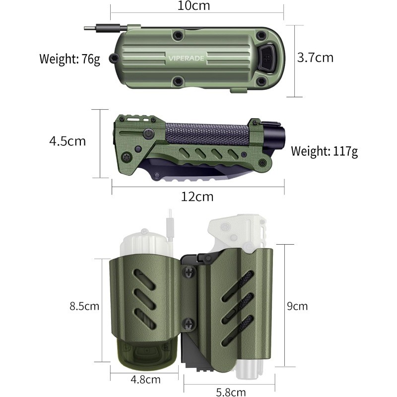 VAK6 Survival Multitool Folding Knife LED Flashlight Pulse Ignition Hand Crank