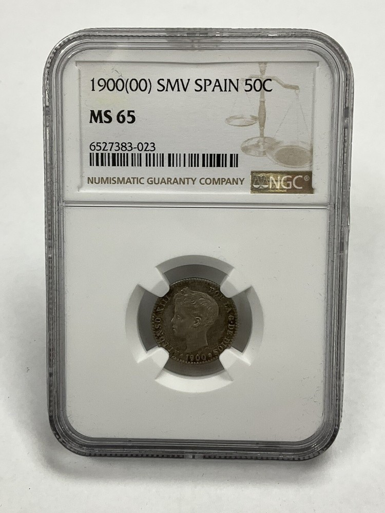 1900 (00) SMV Spain 50 Cent MS65 NGC Pop 2