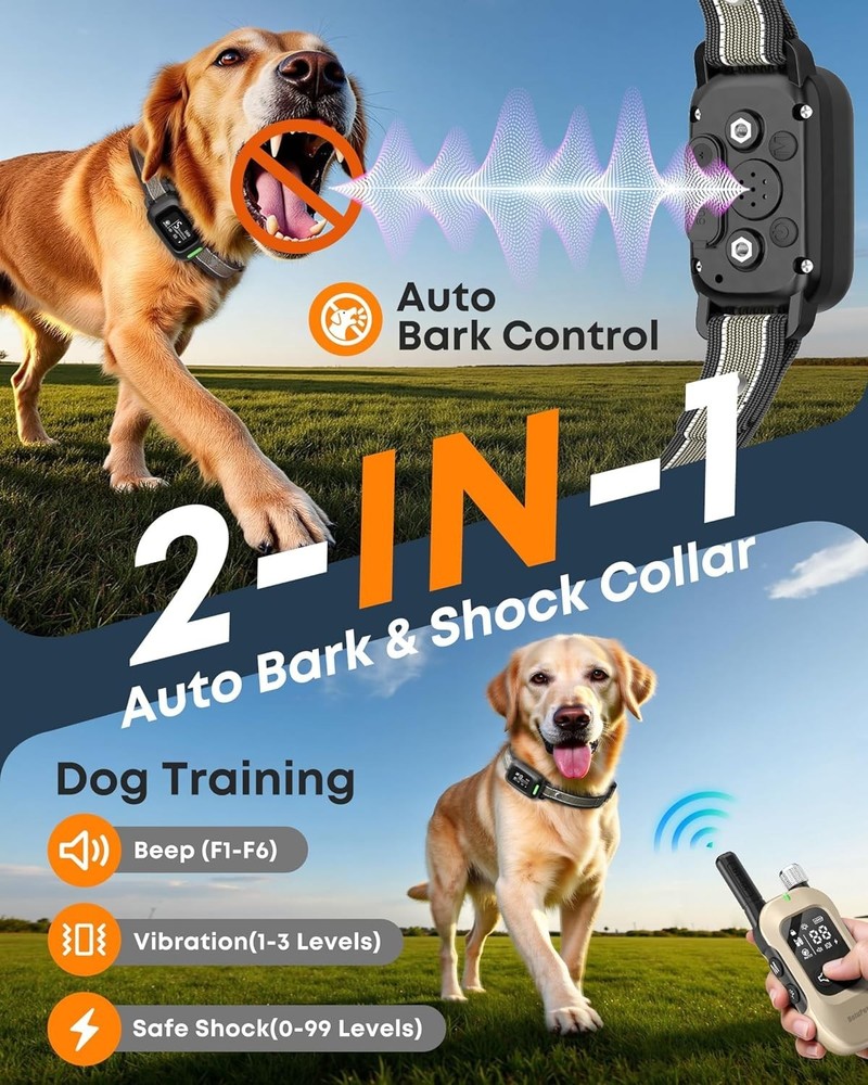 Dog Shock Collar Training Collar with Remote Rechargeable 4500Ft Beep, Vibration