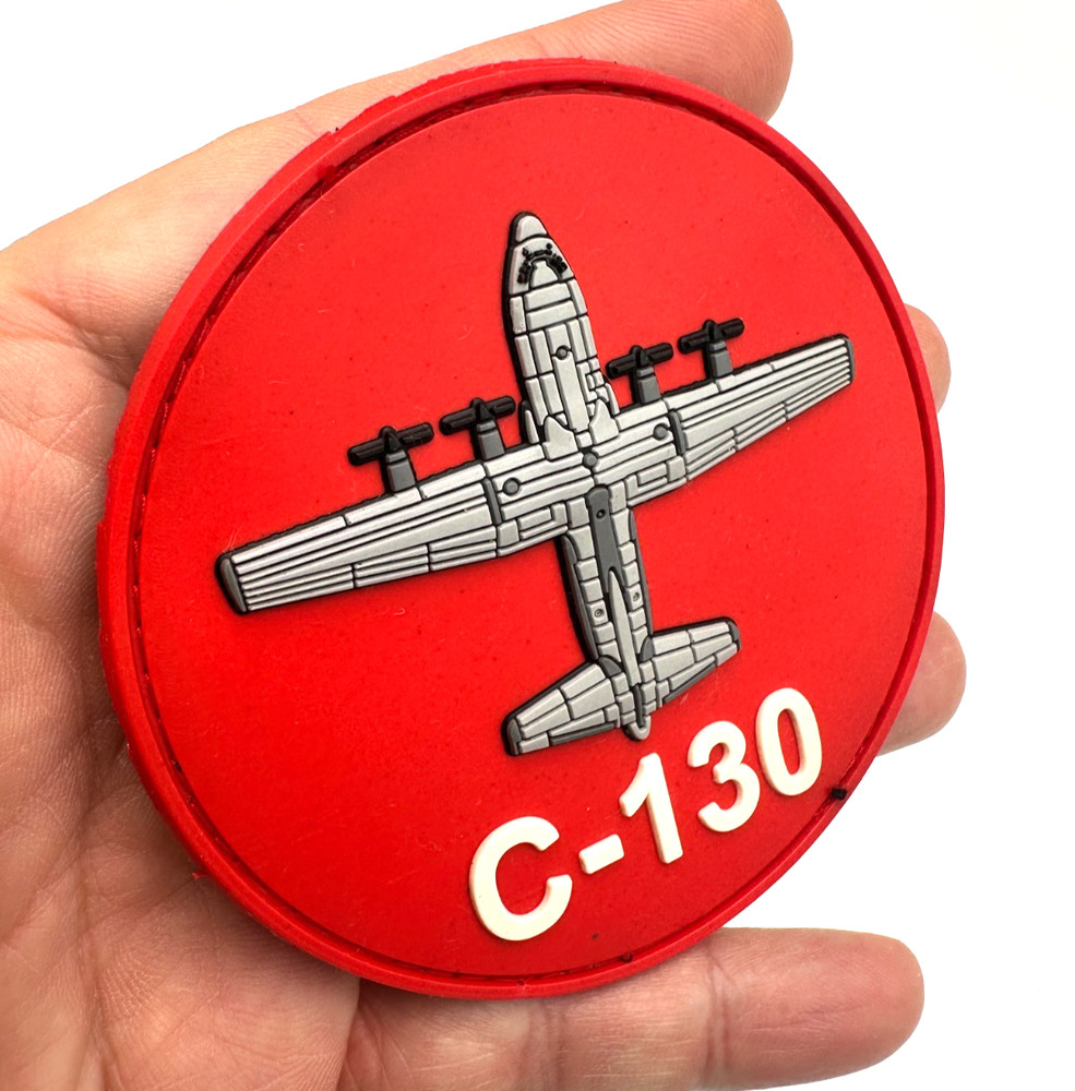 C-130 RED BUNDLE- ROUND SHOULDER & C-130 SILOUETTE- HIGH QUALITY PVC PATCH