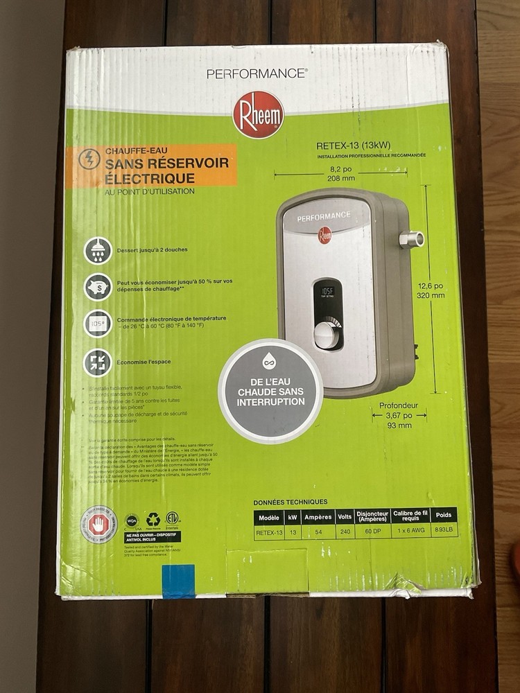 Rheem Performance RETEX-13 13kW 240-Volt Self-Modulating Electric Tankless Water