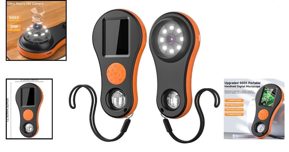 Handheld Digital Microscope with 2-Inch IPS Screen - 500X Magnification for Kids