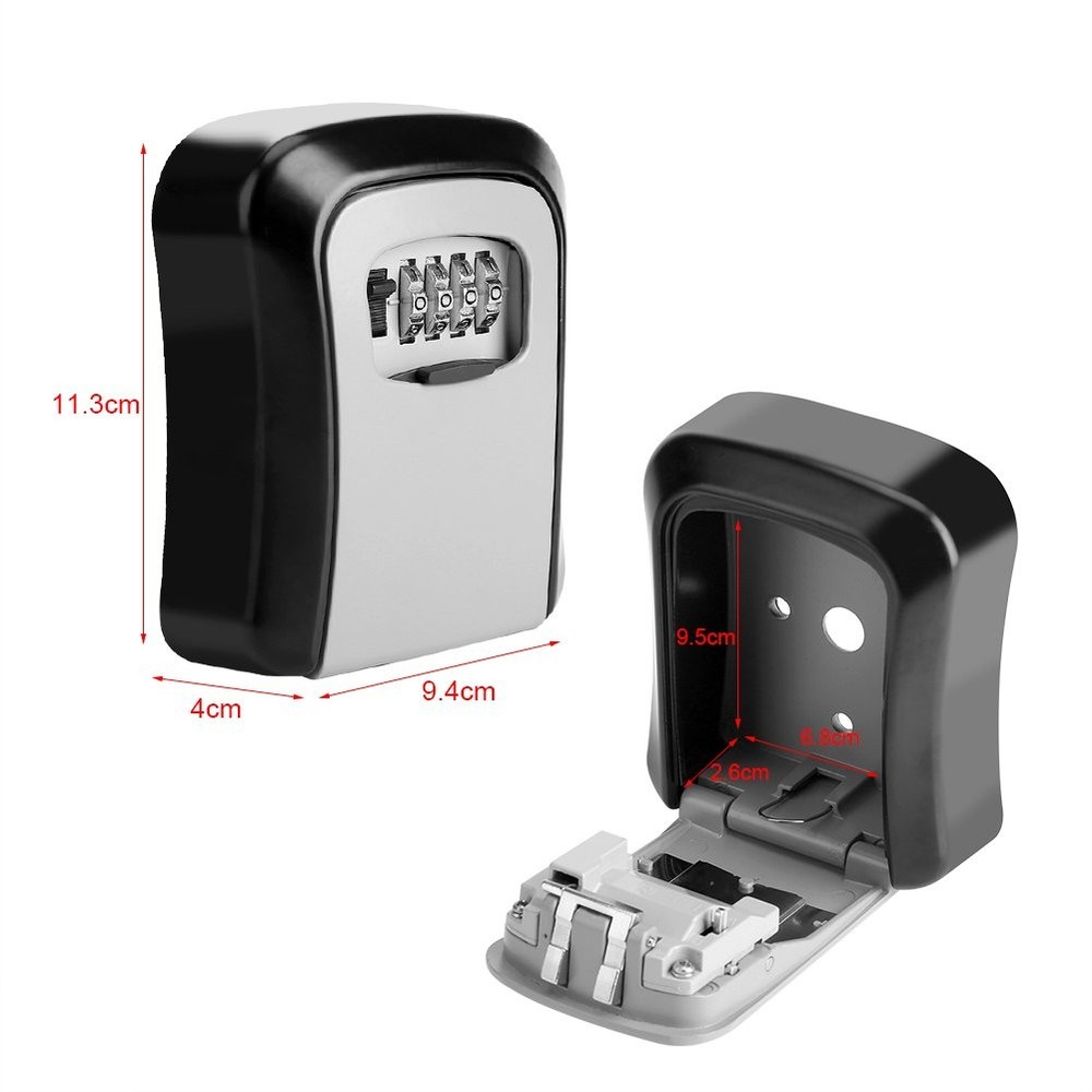 Combination Lock Box Wall Mount, 4-Digit Secure Key Storage for House & Car K...