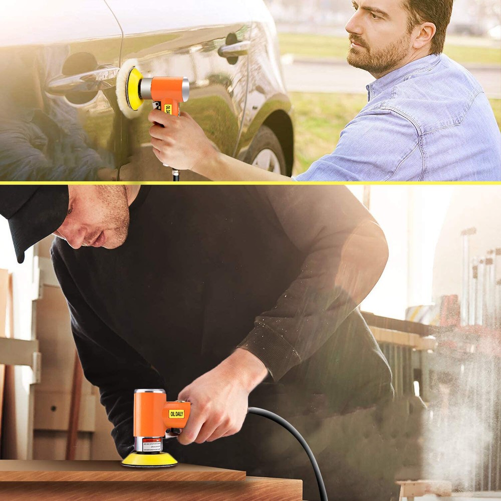 21PC 1"/2"/3" Random Orbit Air Sander Mini Grinding Machine Car Polisher Buffer