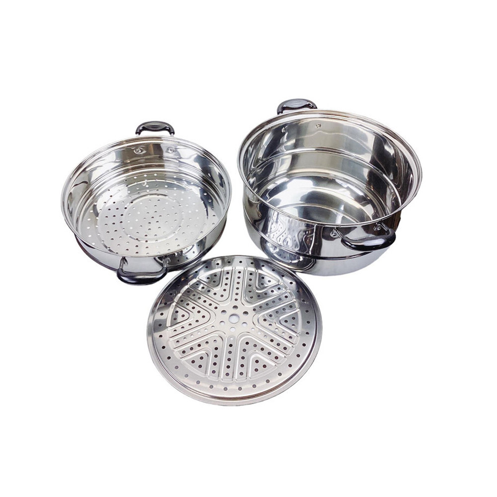 12.5"(32cm) Stainless Steel Steam Pot 2 Tier Multi-Layer Stack Steam Pot Boiler