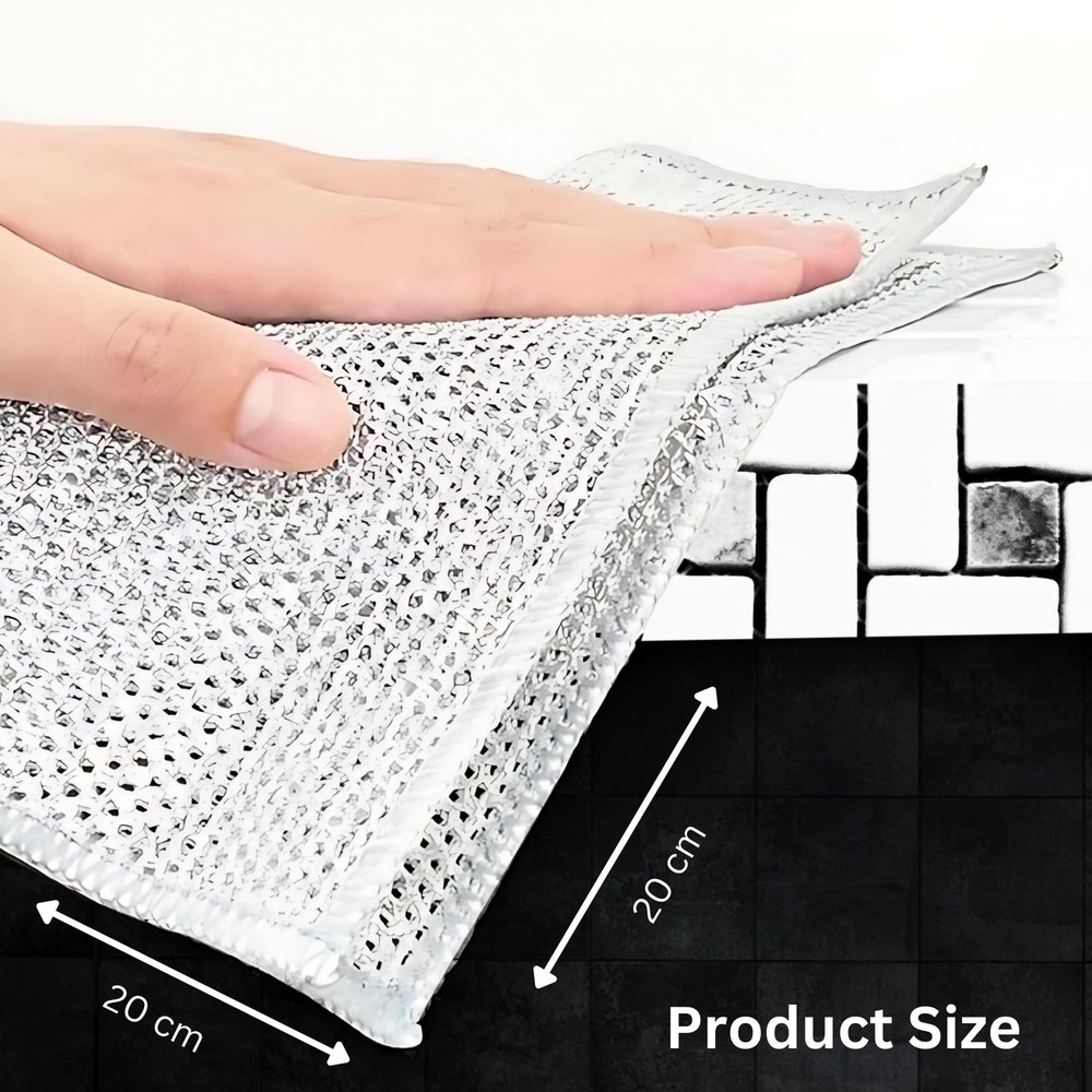 Non Scratch Wire Dishwashing Rag - Upgraded Double Layer 8 Pcs, Reusable Mult...