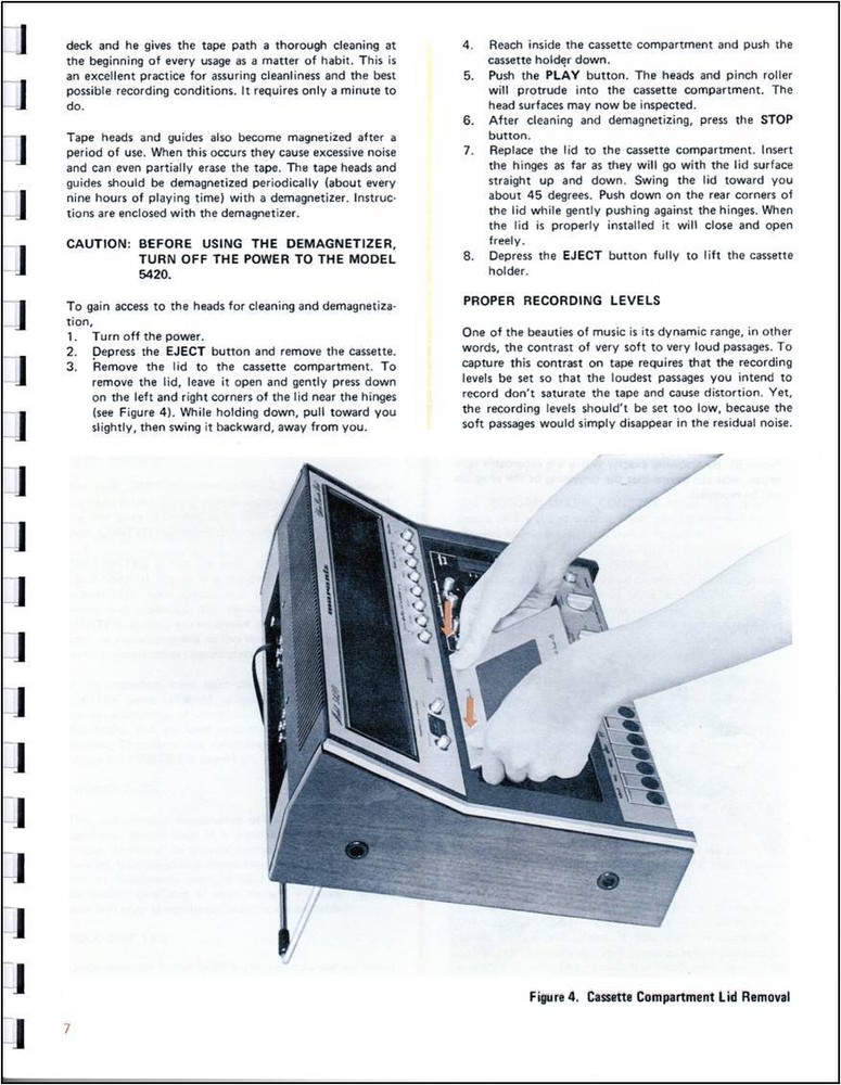 Marantz Model 5420 Cassette Tape Deck Owners Manual