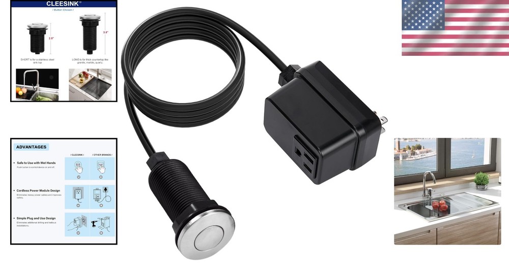 Simple Installation Long 3.5" Air Switch for Enhanced Kitchen Disposal Systems