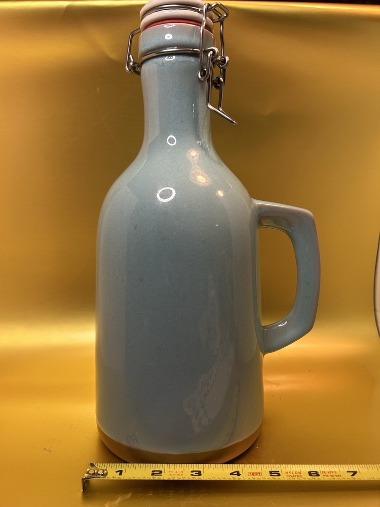 Stoneware Bottle Light Blue Vintage Antique, Heavy.