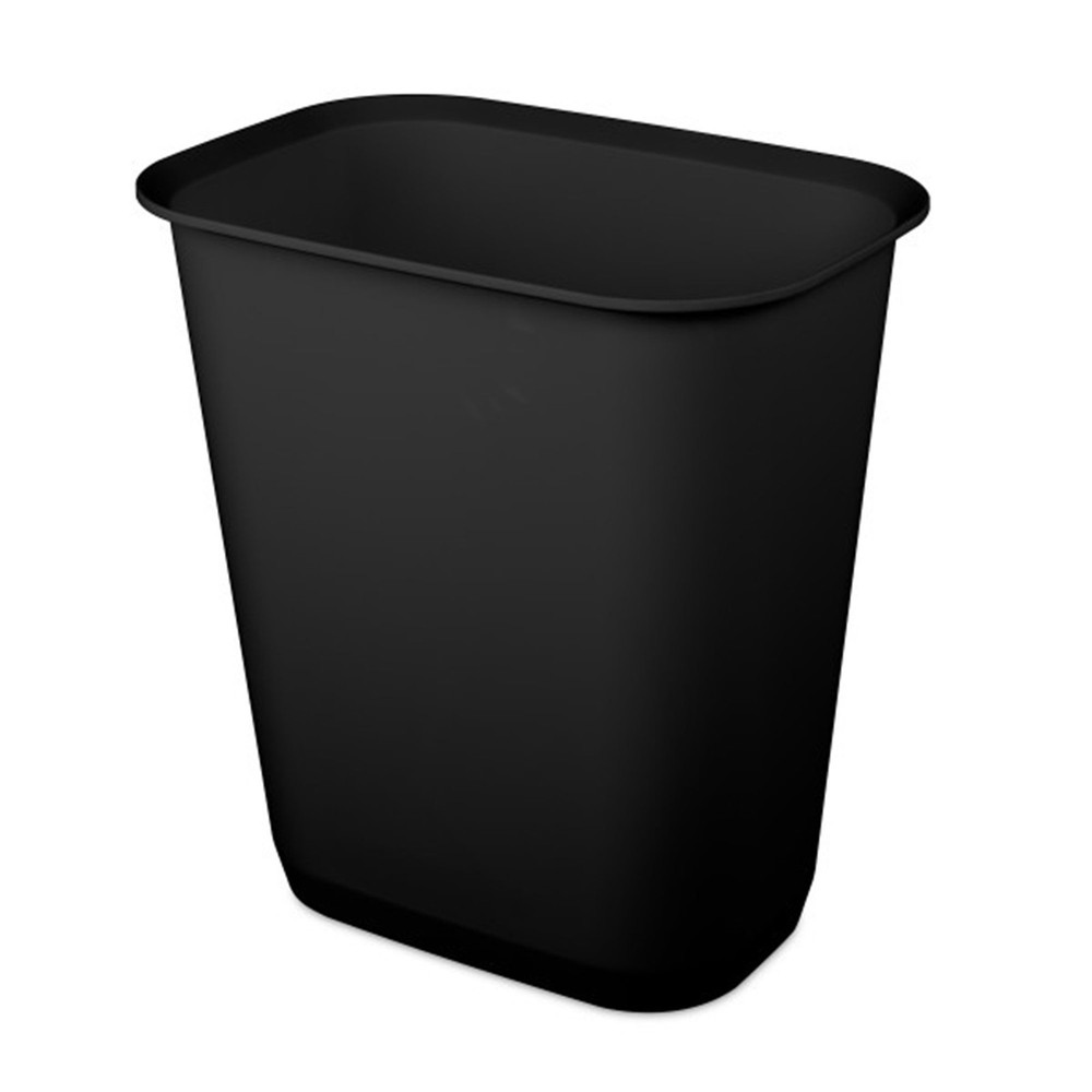 Sterilite Rectangular Wastebasket 9 Gallon Open Top Trash Bin, 24 Pack, Black