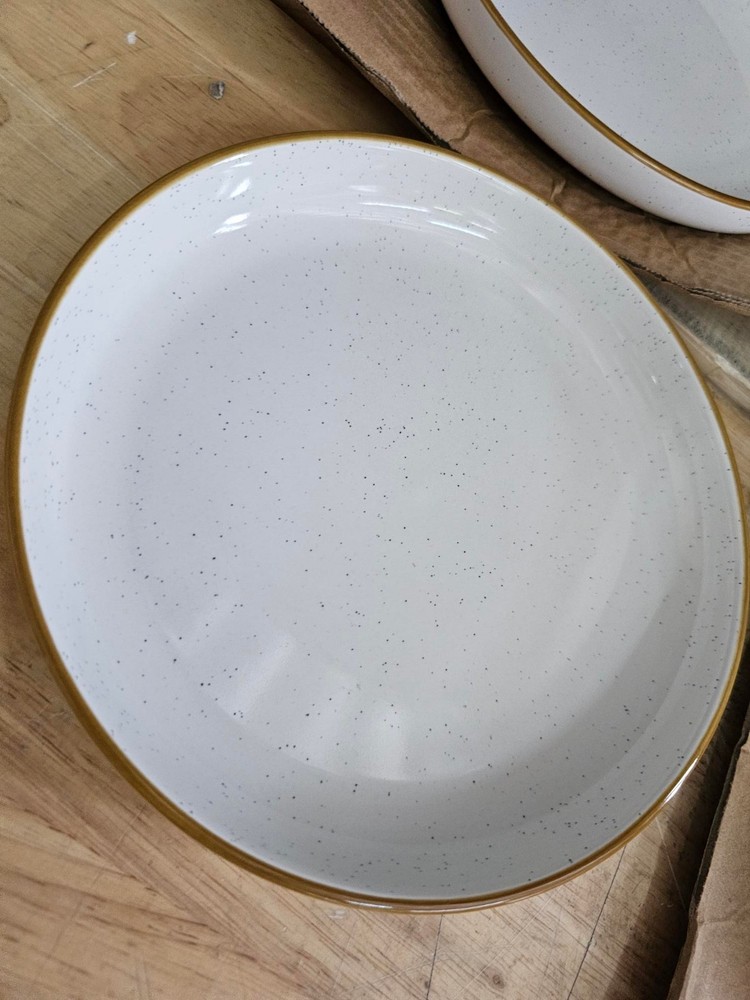 4 PACK - 8" Salad Plates - Over&Back Options Dinnerware Stoneware Speckled White
