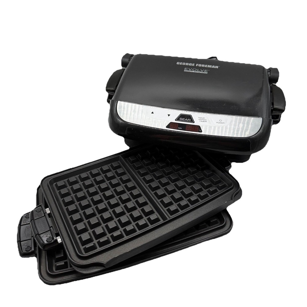 George Foreman Evolve Grill System w/ Waffle & Grill Plates GRP4842MB - TESTED