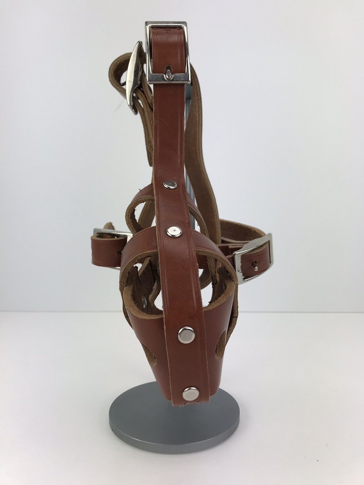 Vintage Leather Muzzle Medium Build Adjustable Made Of Thick Brown Leather
