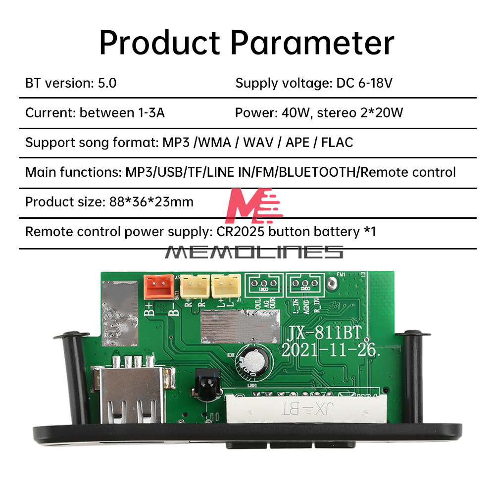 2*20W Amplifier Stereo DIY MP3 Decoder Board Bluetooth 5.0 Car FM Radio Module