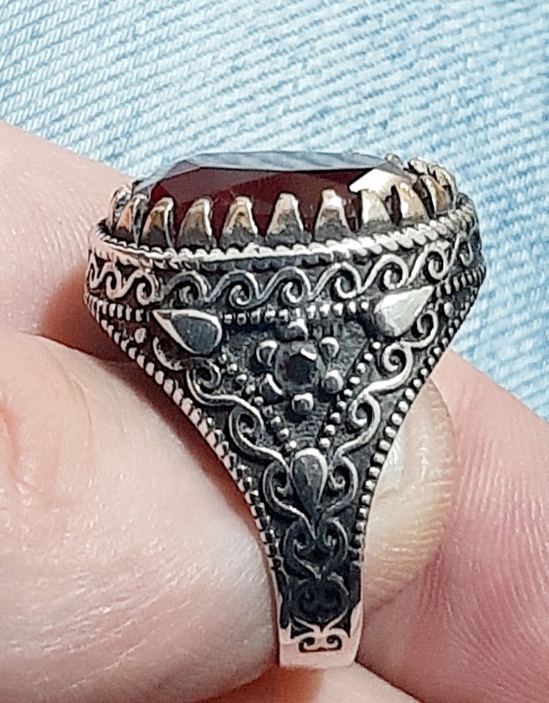 Men 925 Silver Ring Solitaire Ruby Spinel Ring Man Sterling $