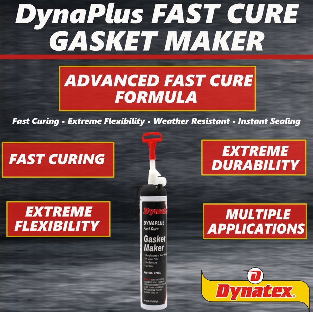 Dynatex DynaPlus Fast Cure Gasket Maker 6.75oz Sensor Safe & Low Odor (2-Pack)
