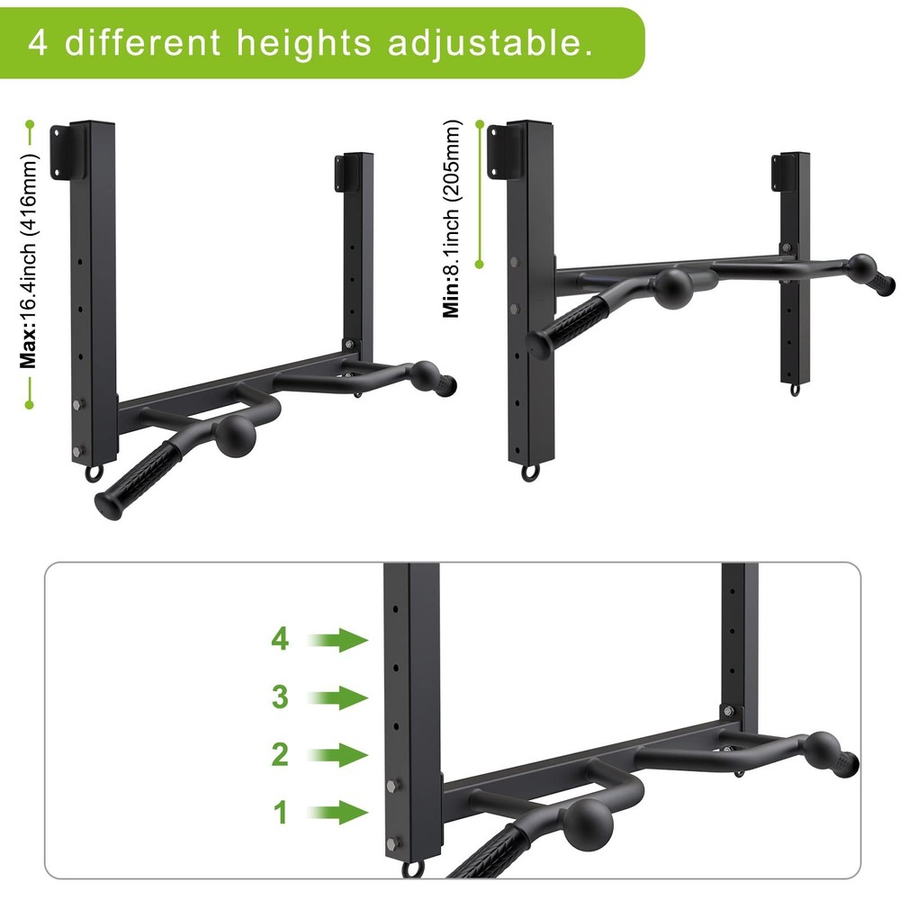 Heavy Duty Joist Mounted Pull Up Bar with Multi-Angle Grip & Accessories