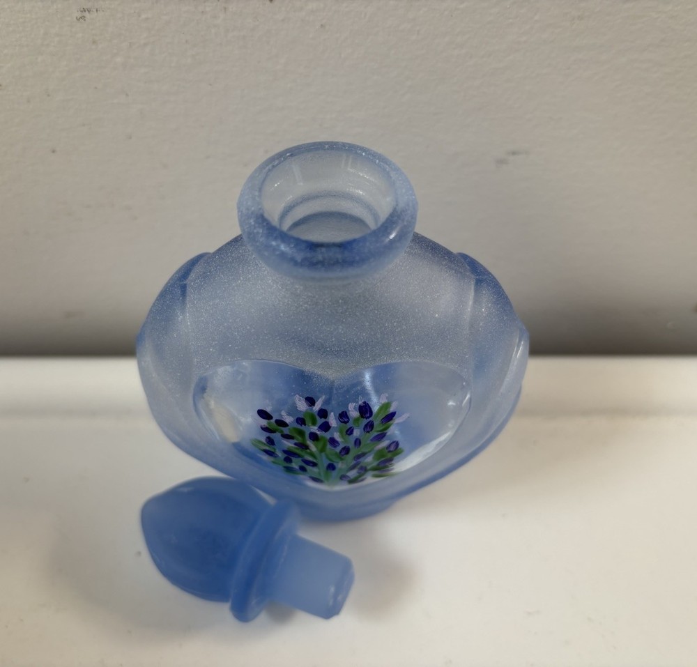 Blue Violets Glass Perfume Bottle