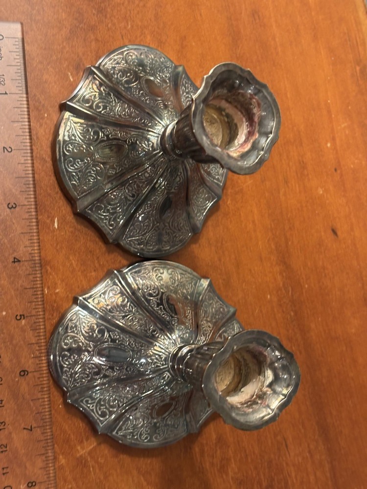 Vintage Towle Silversmiths Candle Holders Oval Taper