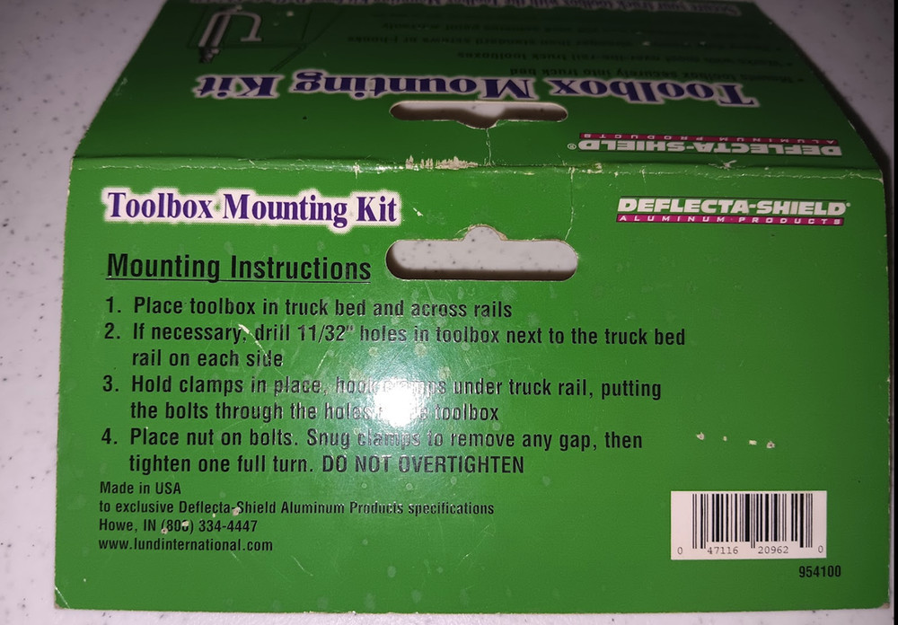 Deflecta-Shield Toolbox Mounting Kit - Open Box