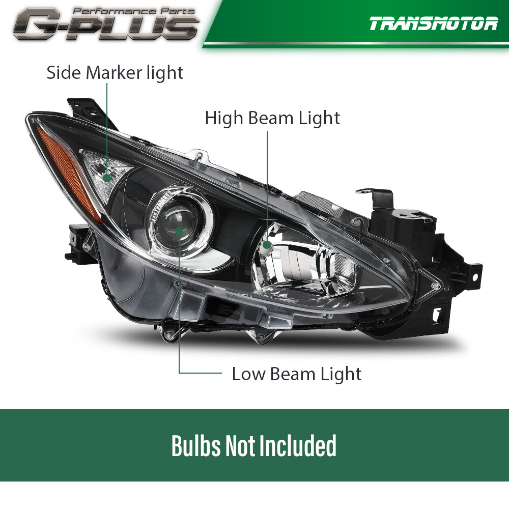 Pair Fit For 14-16 Mazda 3 Driver & Passenger Side Headlight Assembly