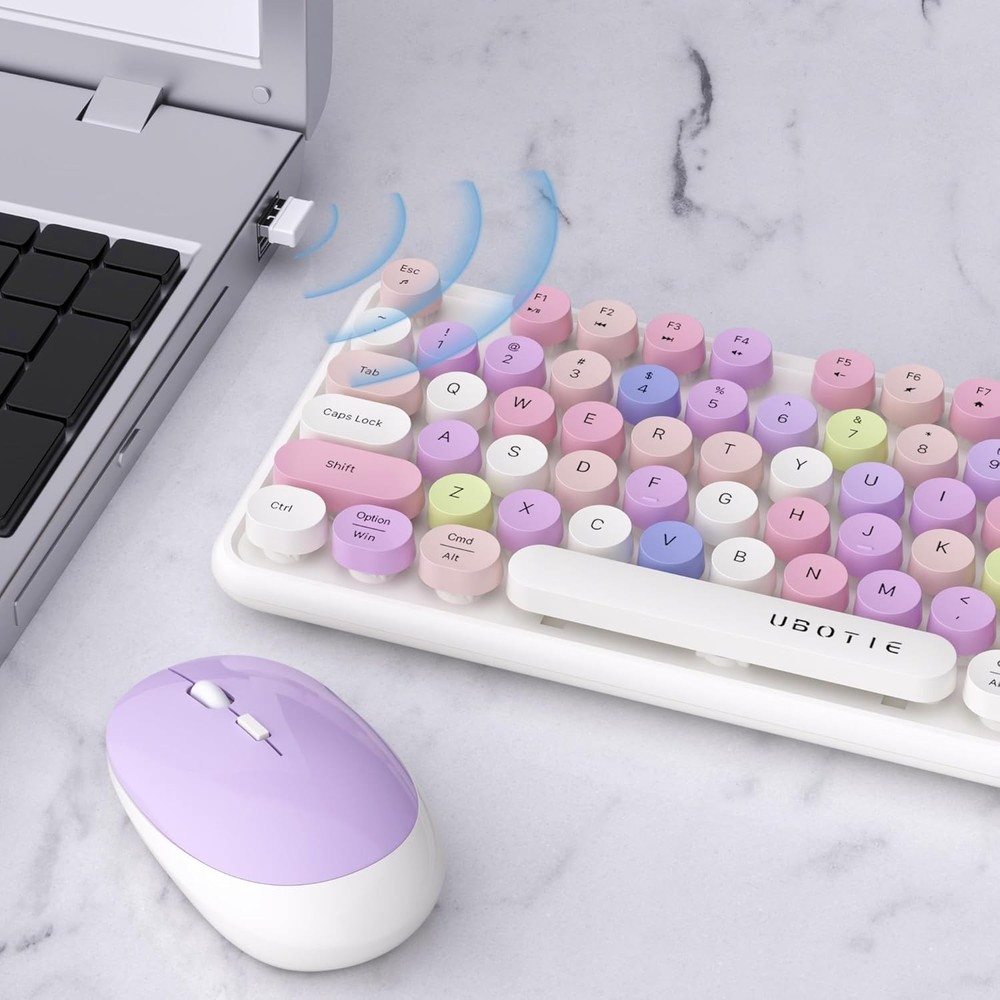 Colorful Computer Wireless Keyboards Mouse Combos Office Full-Sized Keyboard