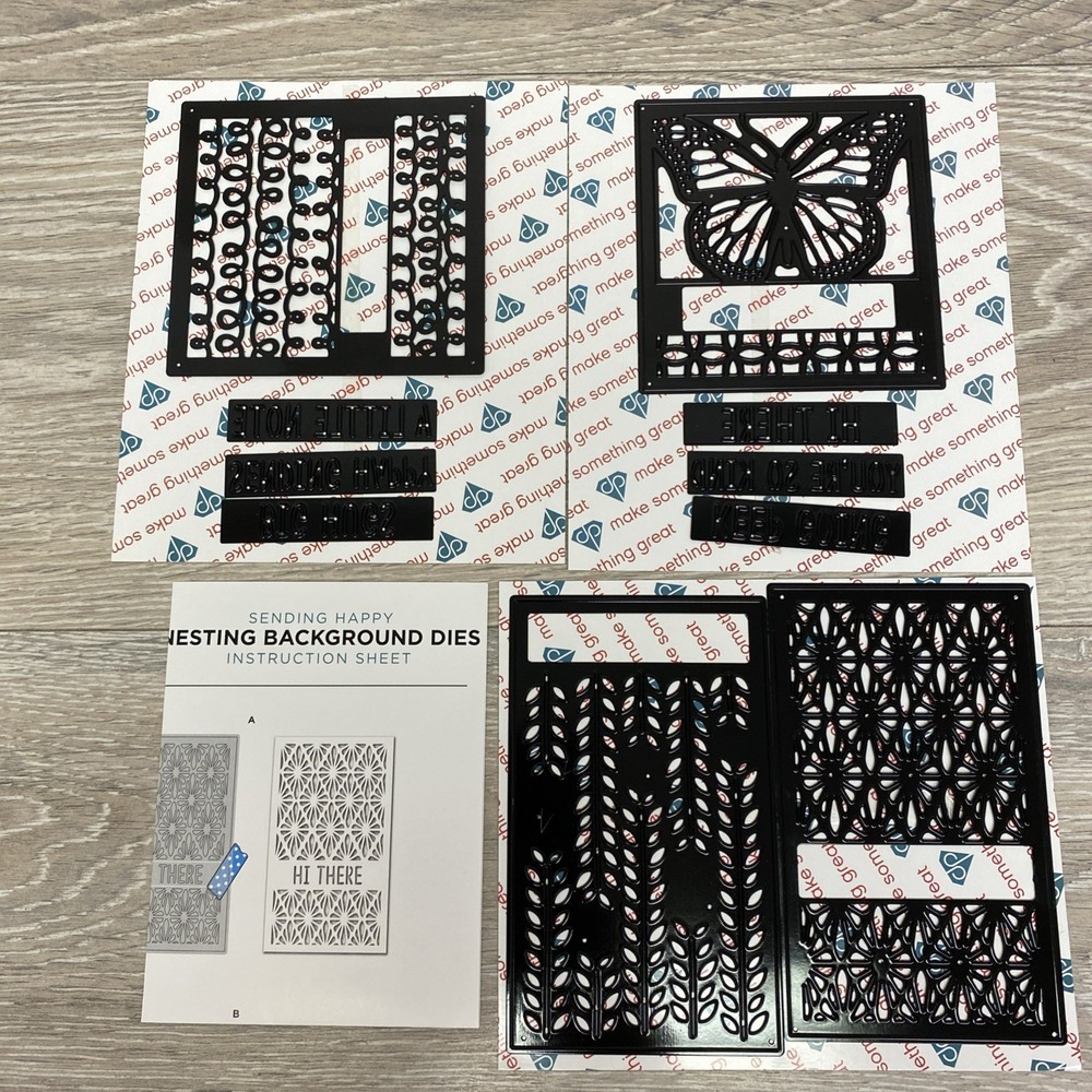 Diamond Press Dies SENDING HAPPY Nesting Background Die Set