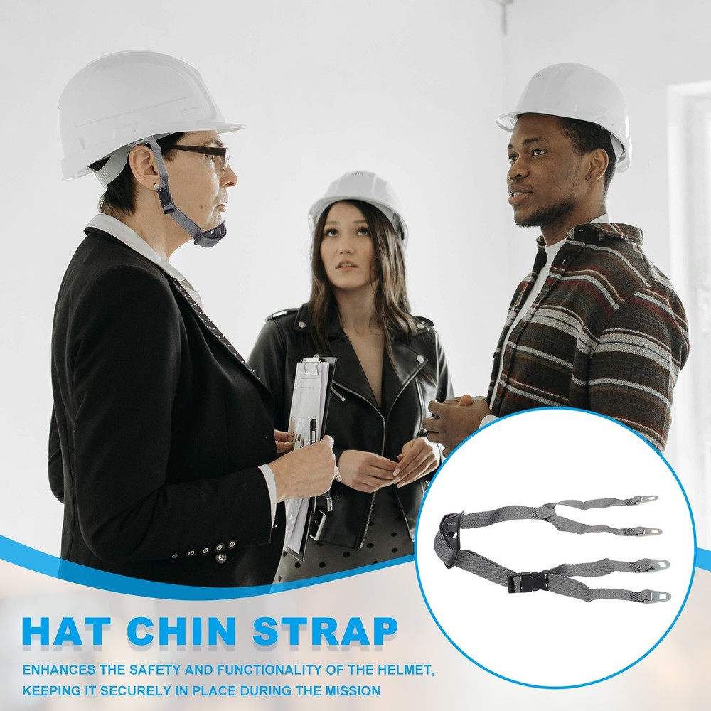 27.5 Inch Hat Chin Strap Helmet Strap Rectangular Hole Y Type Grey 2 Pcs