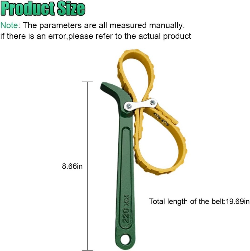 9" Belt Strap Wrench, Multi-Purpose Adjustable Strap Oil Filter Strap Opener Wre