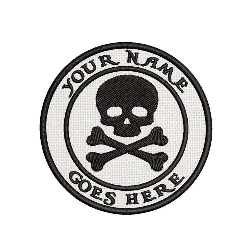 Custom Name Tag Skull Pirate Patch Embroidered Iron-on Applique Skeleton