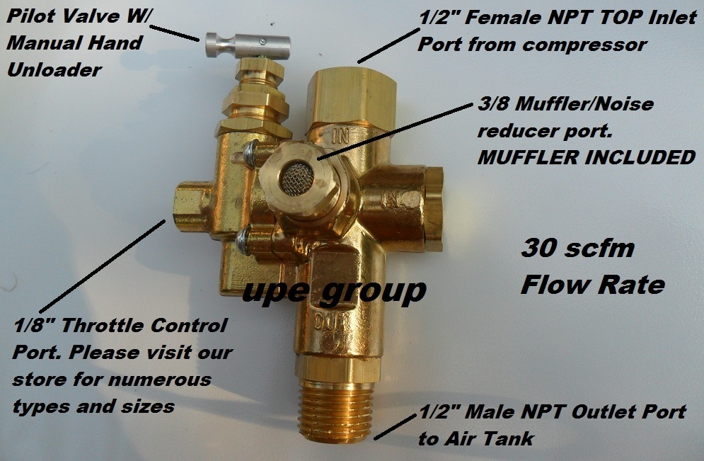 Gas Compressor pilot unloader check valve combo 95-125 LMV